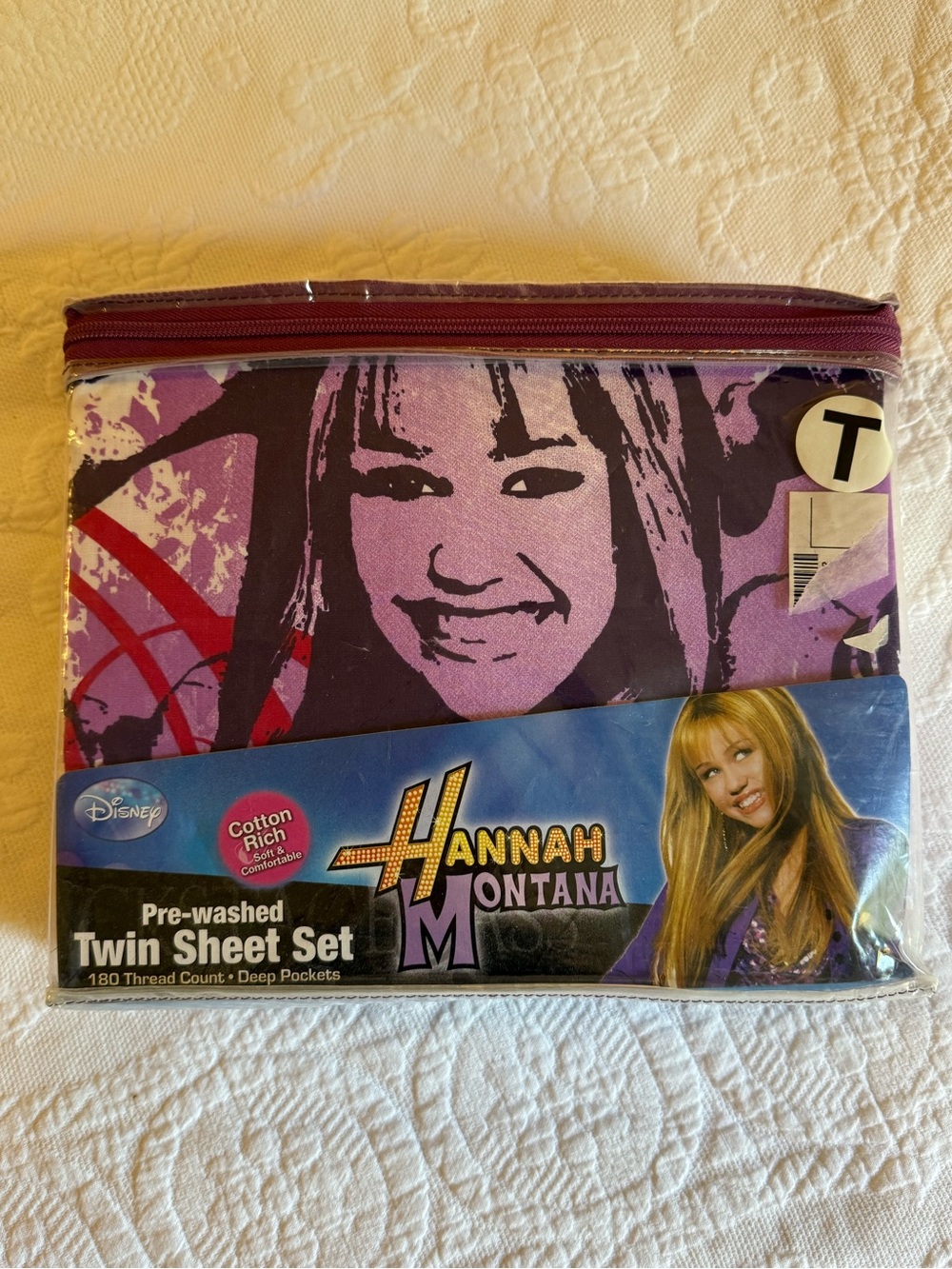 Disney Hannah Montana Twin Sheet Set - Purple with Red Accents NIP Twin